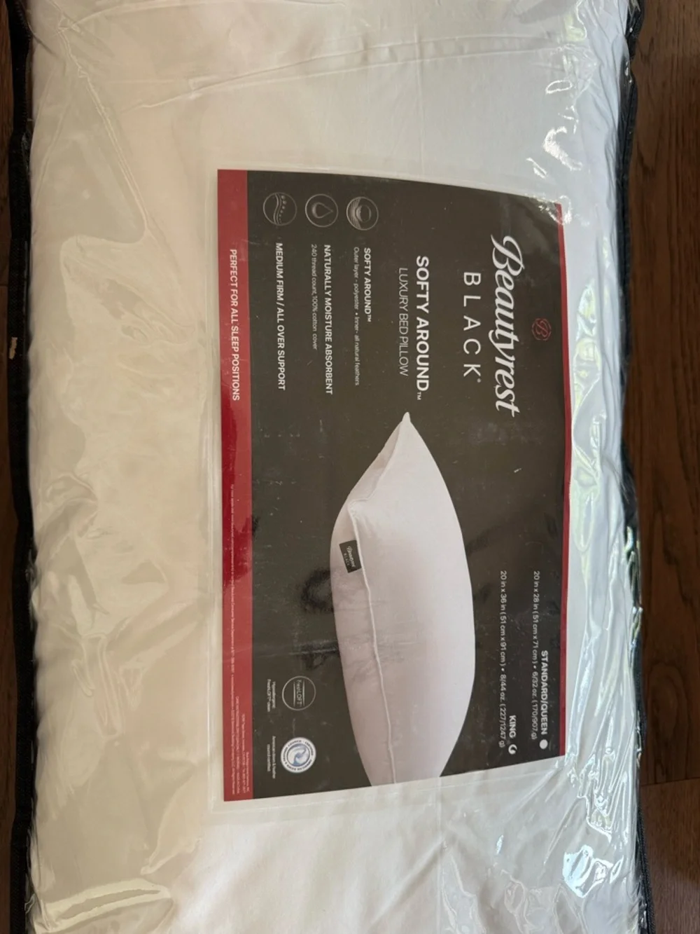 🎉LAST CHANCE🎉2PC BEAUTYREST BLACK Luxurious Down And Feather‎ Blend Pillows